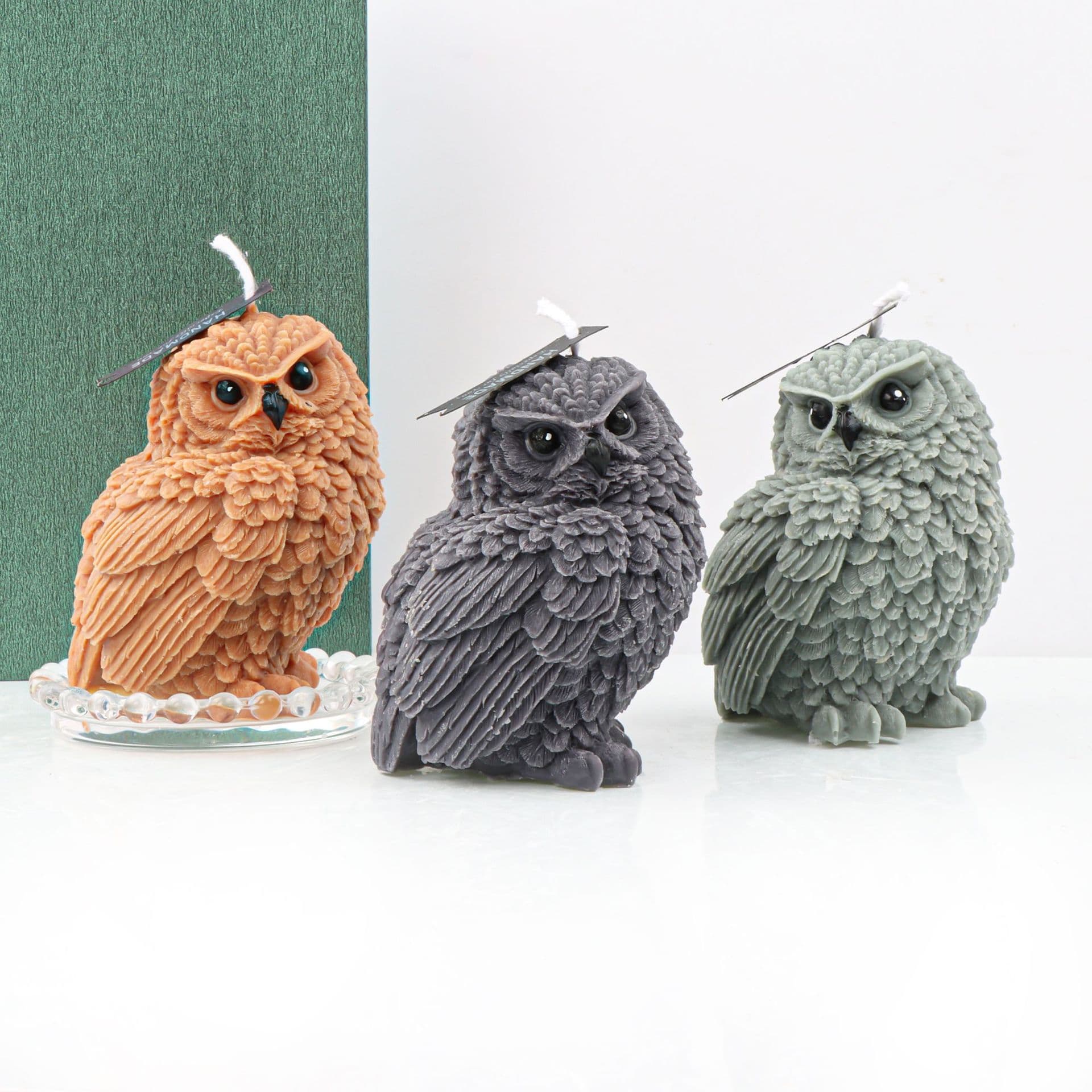 New Cartoon Tilted Head Owl Candle Mold White Handmade Aromatherapy Candle Silicone Mold Baking Wholesale