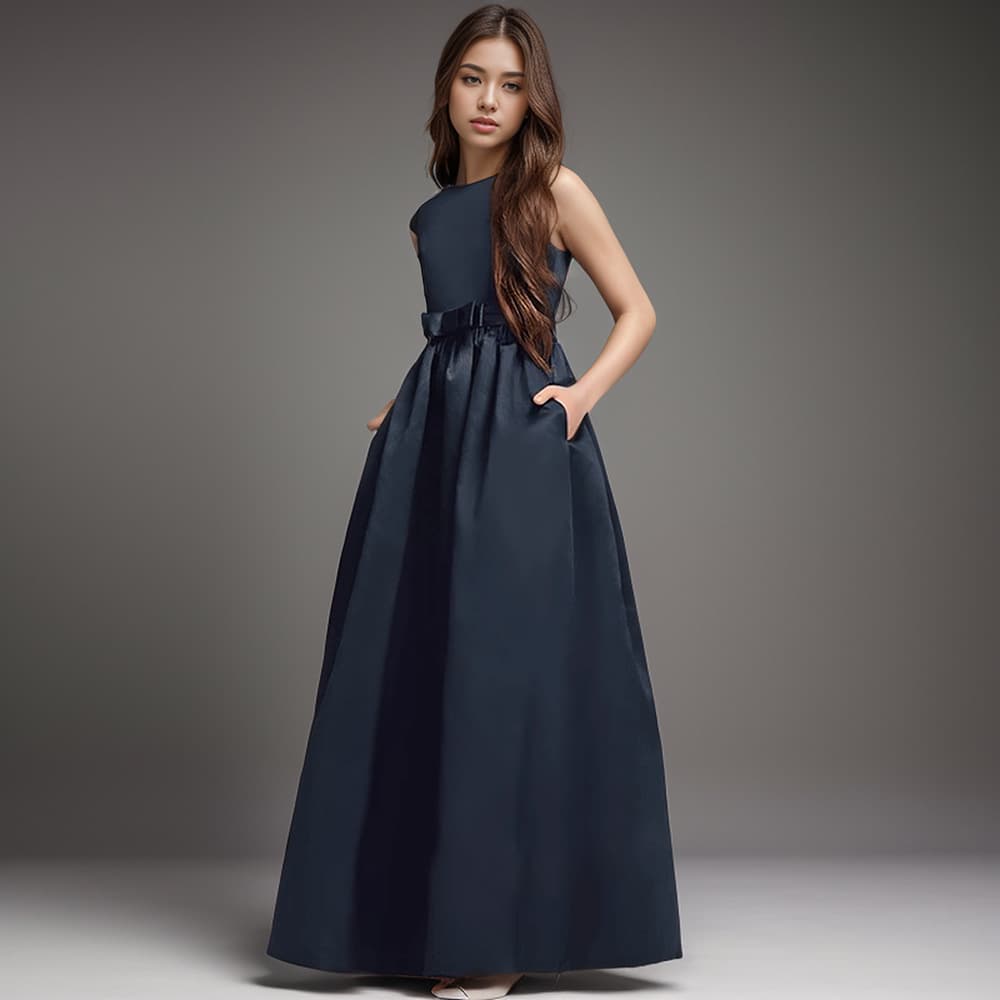 Elegant Sleeveless Performance Dress for Teens And Tweens Royal Blue Long Skirt Birthday Party Formal Wear Children's Fashion