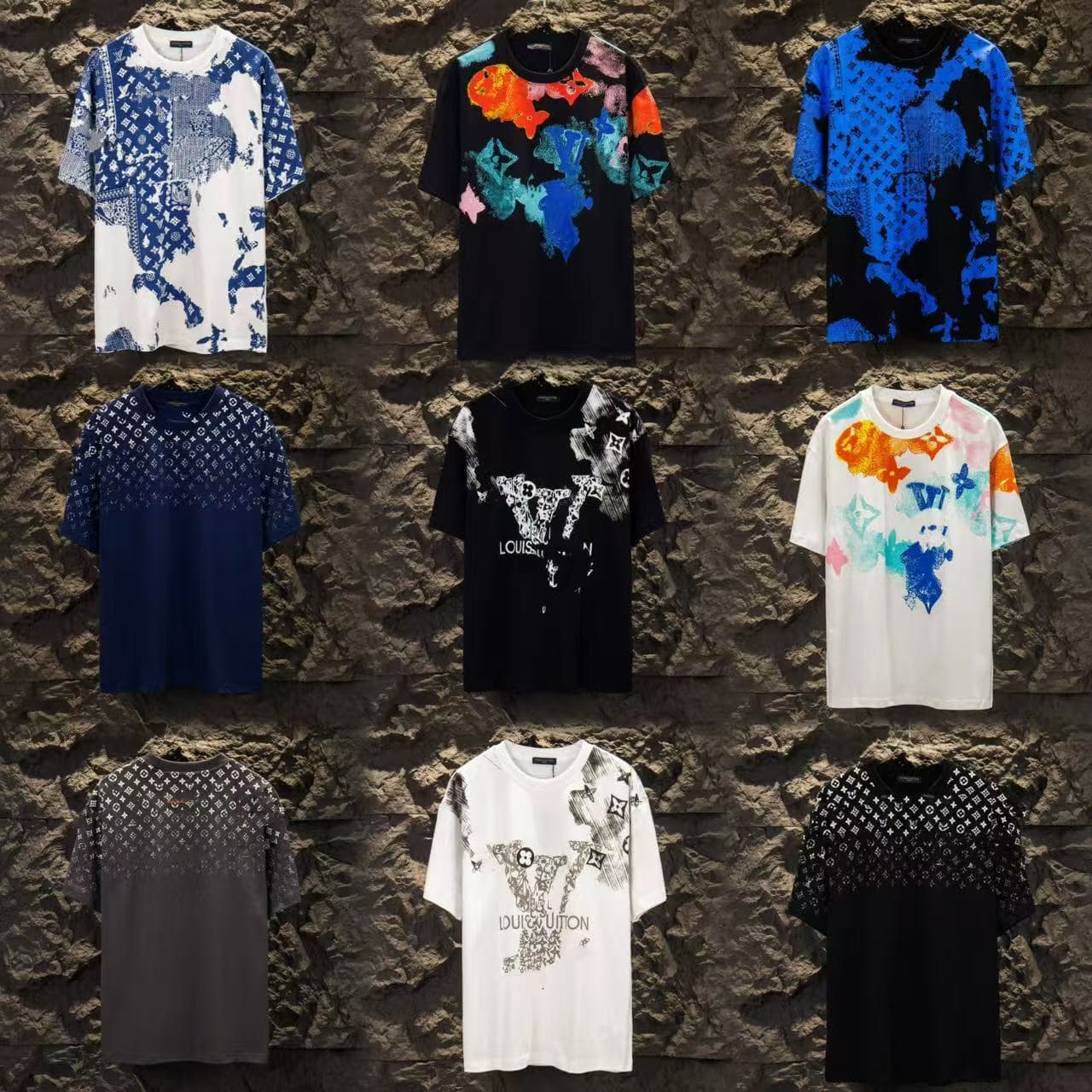 Cross-border luxury trend high-quality L full print letter short sleeve trendy brand export classic round neck loose T-shirt for men and women