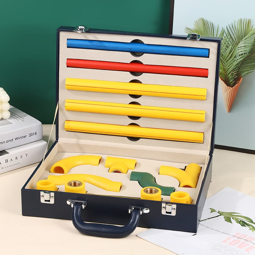 Water Pipe Sample Box Repair Box Packaging Leather Box Sample Box Stock Pu Leather Bathroom Valve Color Card Display Box