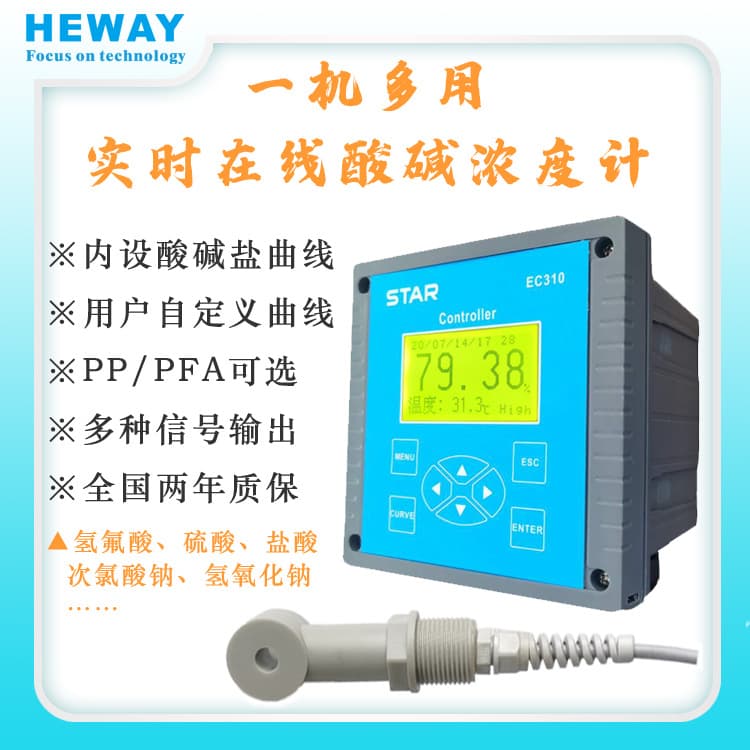 Sodium hydroxide concentration NAOH concentration stepless electromagnetic induction principle conductivity concentration meter acid-base density meter