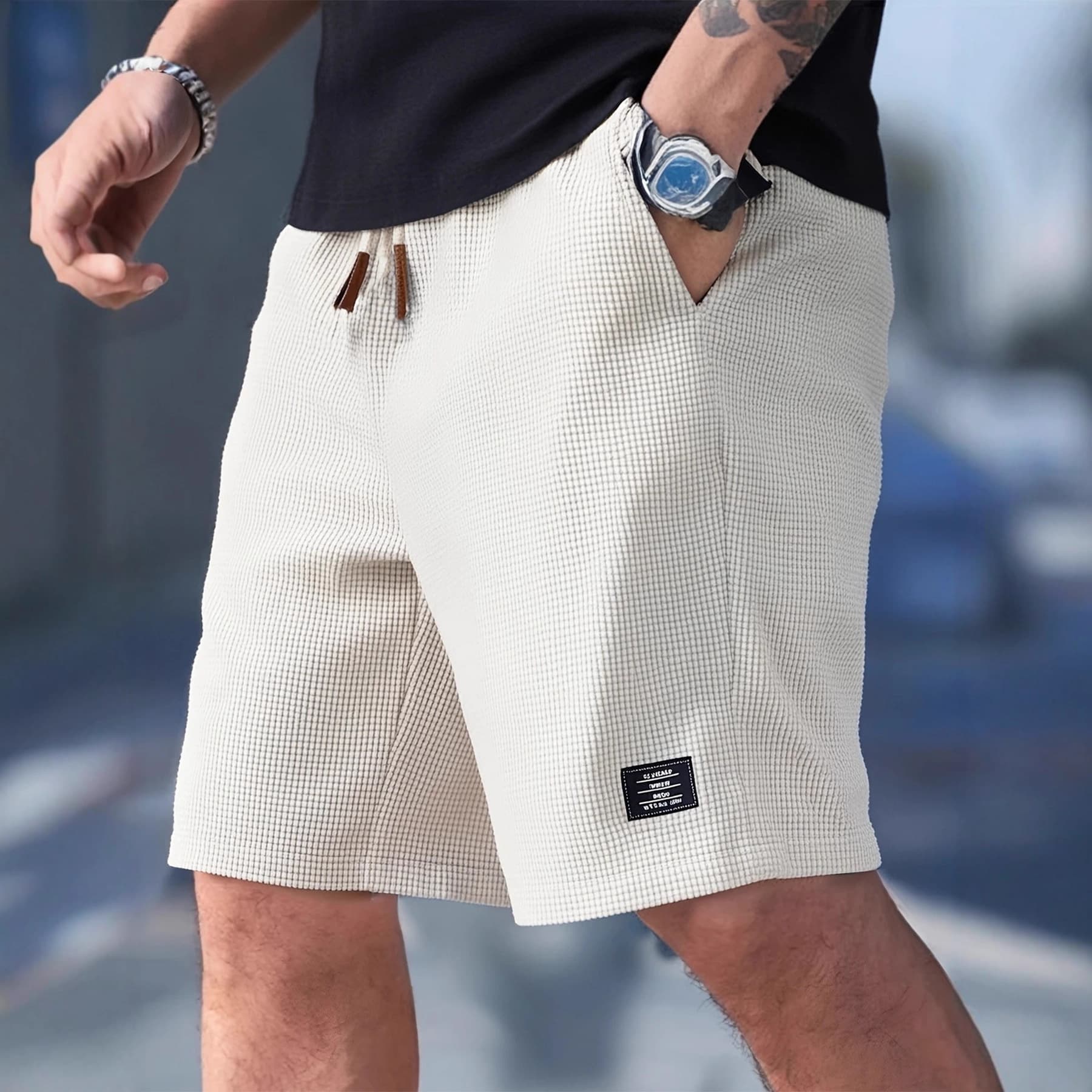 Men's Casual Sports Shorts for Summer, Versatile Five-Point Shorts, Corn Grain Corduroy Heavy-Duty Casual Sports Shorts
