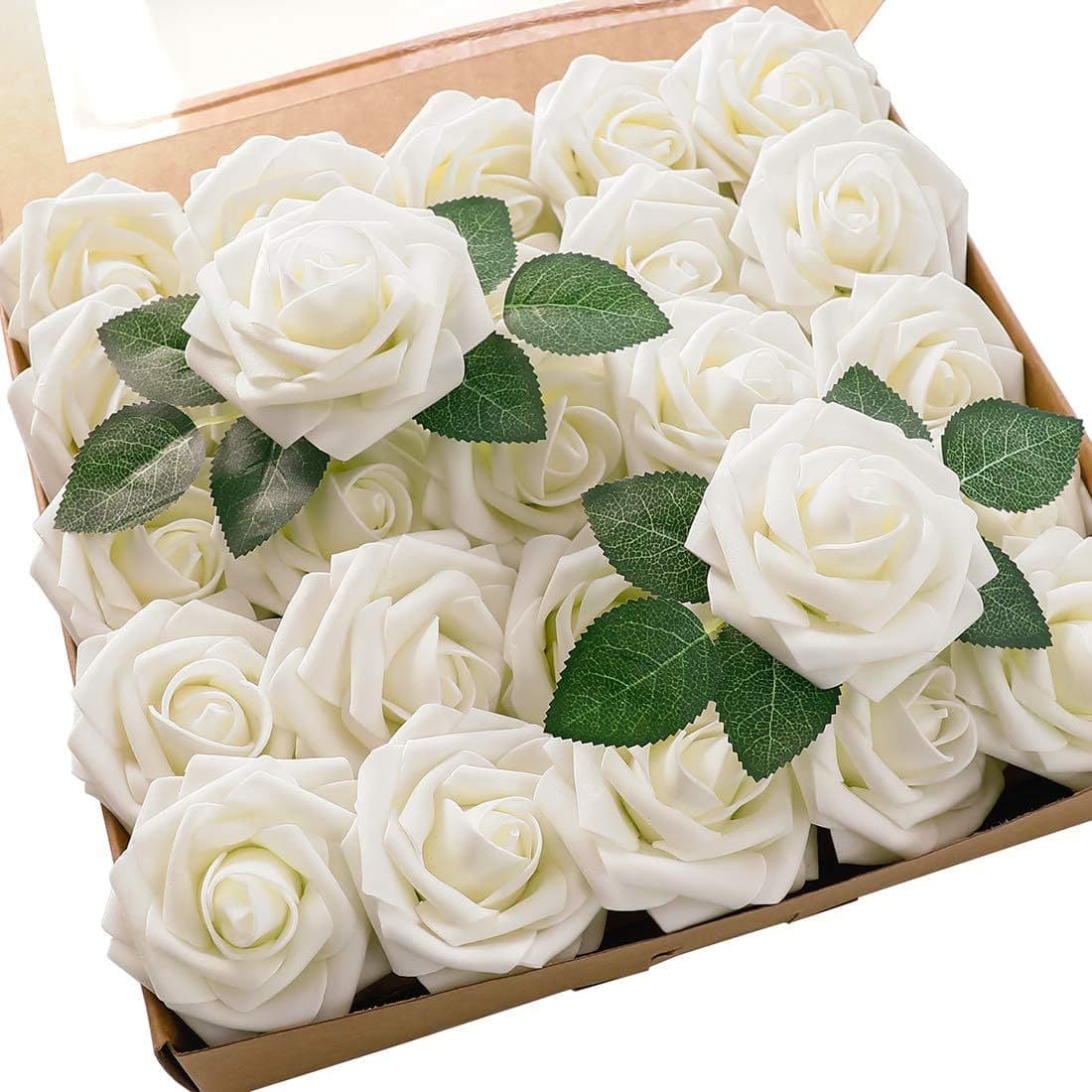 25. Artificial Flowers Boxed PE Rose Flower with Stem, Artificial Flowers, Home Decoration Floral Wholesale Flowers, Artificial Flowers