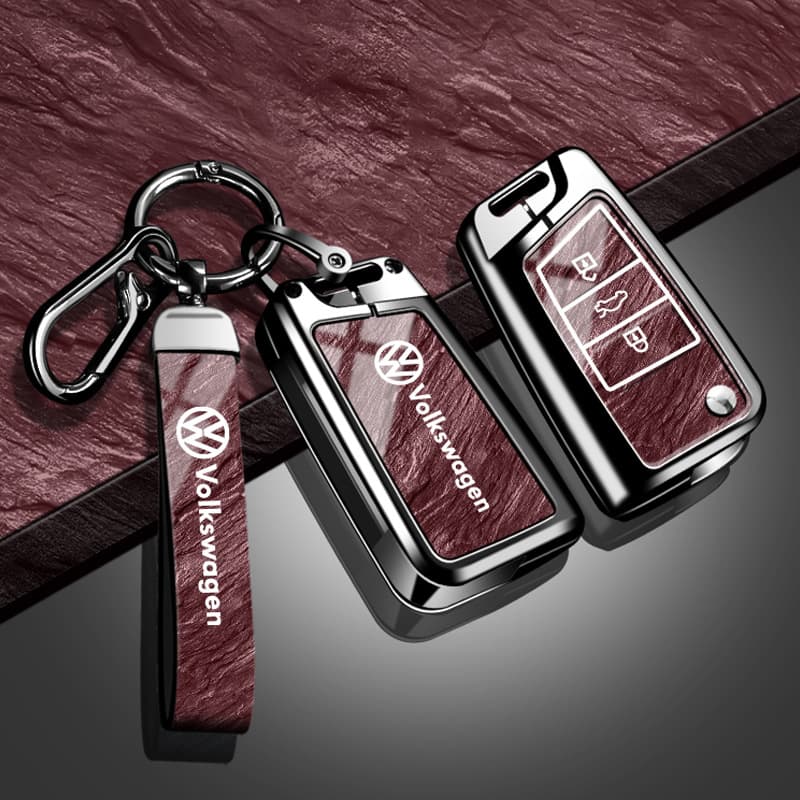 Car Key Case for Volkswagen New Models Tiguan L, Santana, Bora, Polo, Metal Buckle Golf