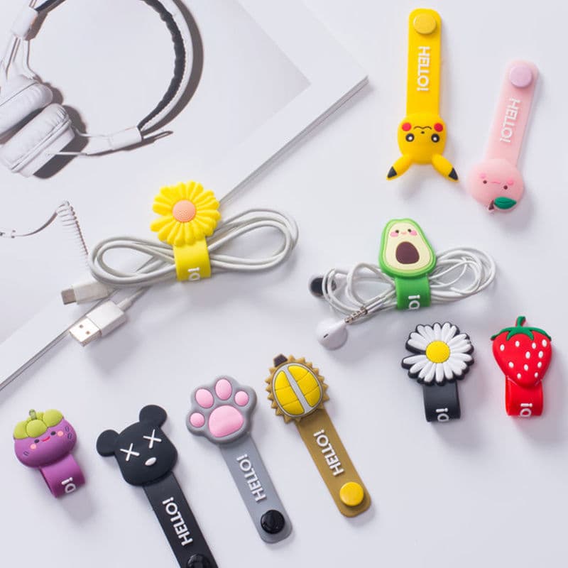 Cartoon Cable Manager, Earphone/Phone Data Line Winder, Clip-on Storage Buckle, Portable Mini Pin