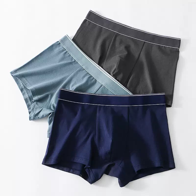 Trending Men's Boxer Briefs Cross-Border Hot Selling Solid Color Men's Underwear Breathable, Drop Shipping Available