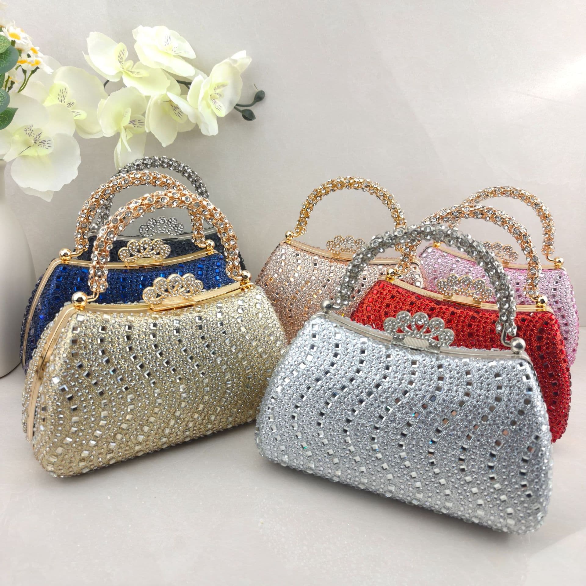 2025 New Foreign Trade Cross-border Rhinestone Evening Bag Banquet Bag Gown Wedding Crossbody Bag Fashion Evening Bag Socialite