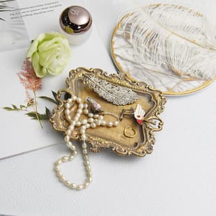 European Vintage Distressed Large Jewelry Tray Ring Holder Jewelry Organizer Dresser Desktop Tray