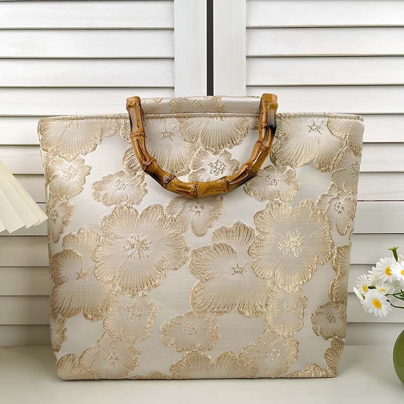 National style retro jacquard Hanfu large capacity Chinese style bag 2025 bamboo new style cheongsam bamboo handbag western style