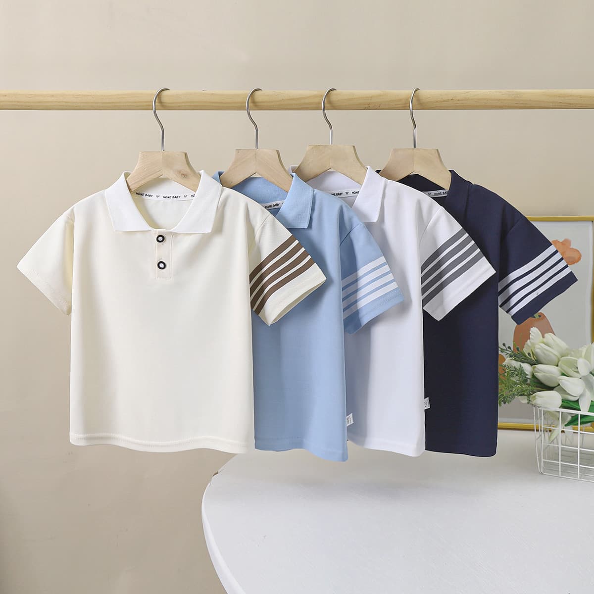 Children's Short Sleeve T-shirt Summer New Boys' Polo Shirt Korean Style Collar Summer Outfit Half-sleeve Thin Kids Wear Wholesale
