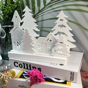 House Christmas Tree 7-Piece Large Combination Decorative Silicone Plaster Mold DIY Cement Mold