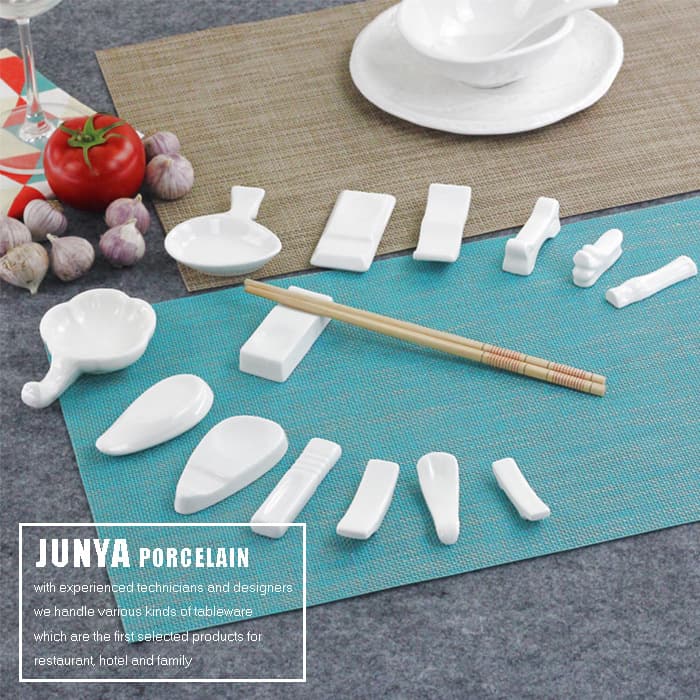 Pure white ceramic chopstick rest for versatile use in hotels and restaurants, serving as chopstick pillow, holder, or stand.