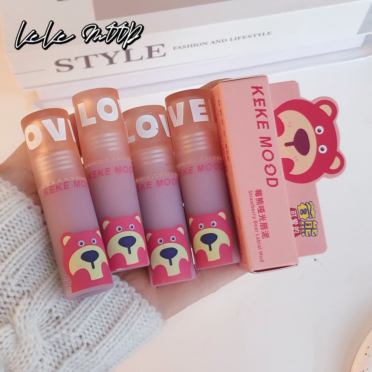 kekemood Strawberry Bear Lip Glaze Matte Lip Glaze Velvet Whitening Domestic Products Factory Wholesale Cross-Border
