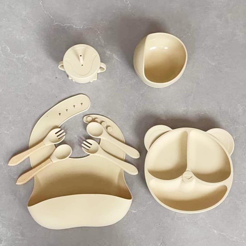 8-piece silicone baby tableware set dinner plate suction cup baby supplies baby food bowl mother and baby supplies supply