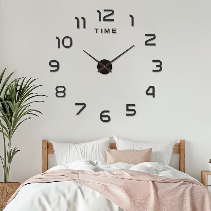 Casual 3D Stereo Wall Clock Bedroom Entrance DIY Wall Clock Punch-Free Acrylic Silent Digital Clock Fashion