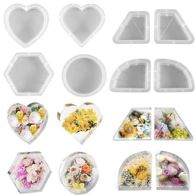 Bookend Resin Silicone Mold Epoxy DIY Geometric Hexagon Square Rectangle Table Decoration Dusting Mold New Year