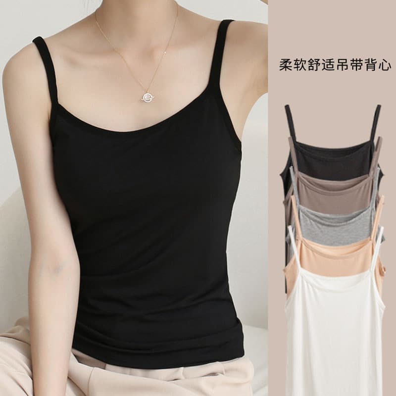Spring Summer Versatile Modal Vest Women Simple Pure Color Slim Fit Elastic Base Shirt Few Pieces Comfortable Casual Style