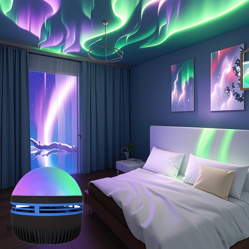 5V Starry Sky Northern Lights LED Projector Night Light - Atmosphere Mini Magic Ball Festival Light, Water Ripple Bedside Lamp