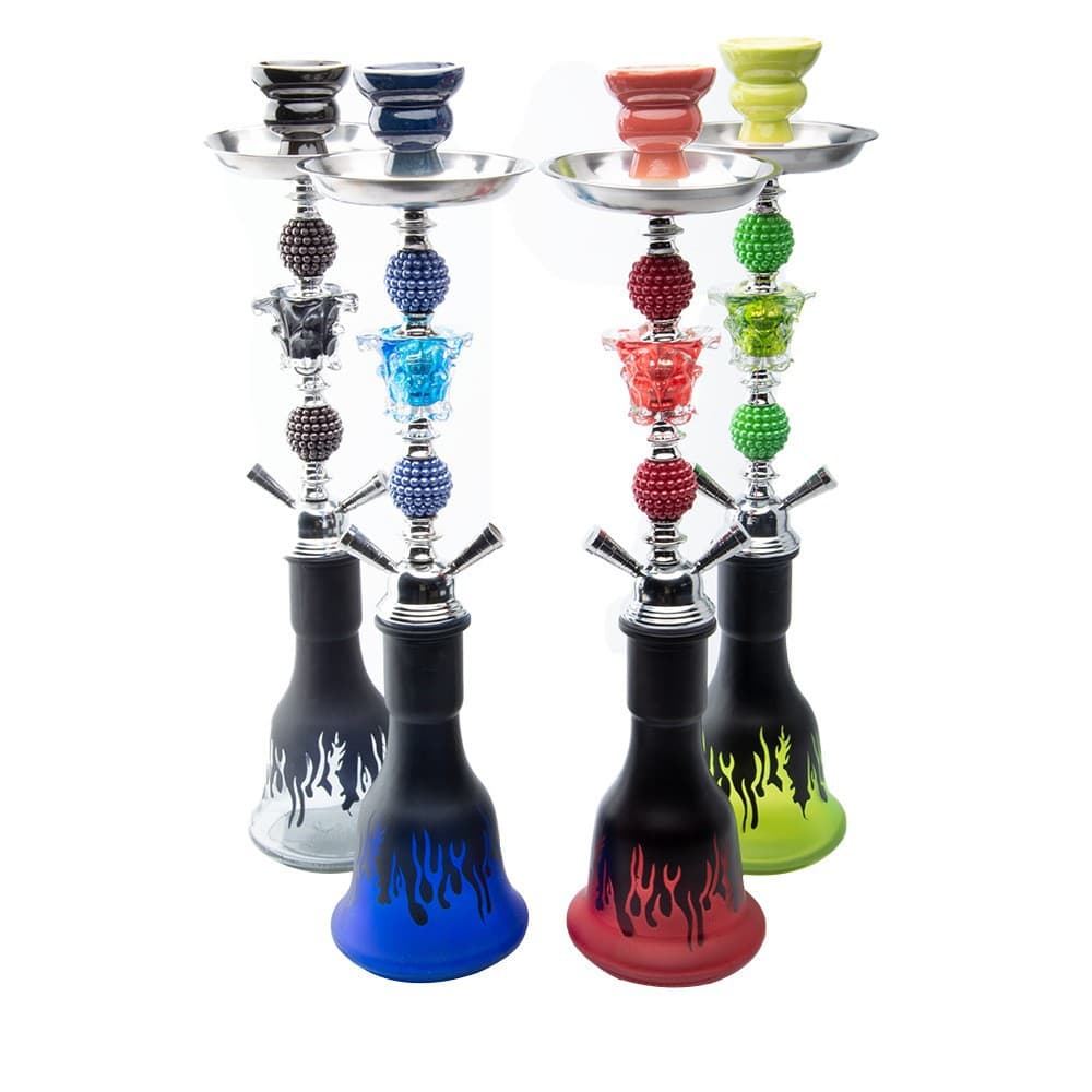 New Arrival In Stock Medium Glass Double Hose Four Hose Arabic Hookah Set Premium Hookah Pipe Shisha