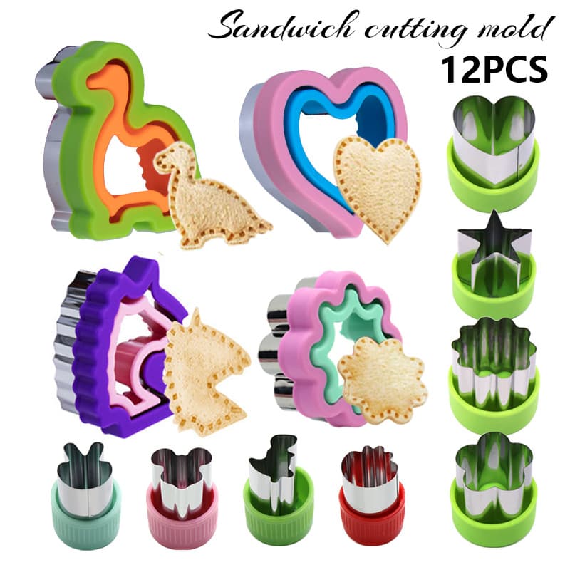 Cross-border 12-Piece Sandwich Toast Bread Mold Biscuit Mold Stainless Steel Cake Mold Sandwich Sealing Mold