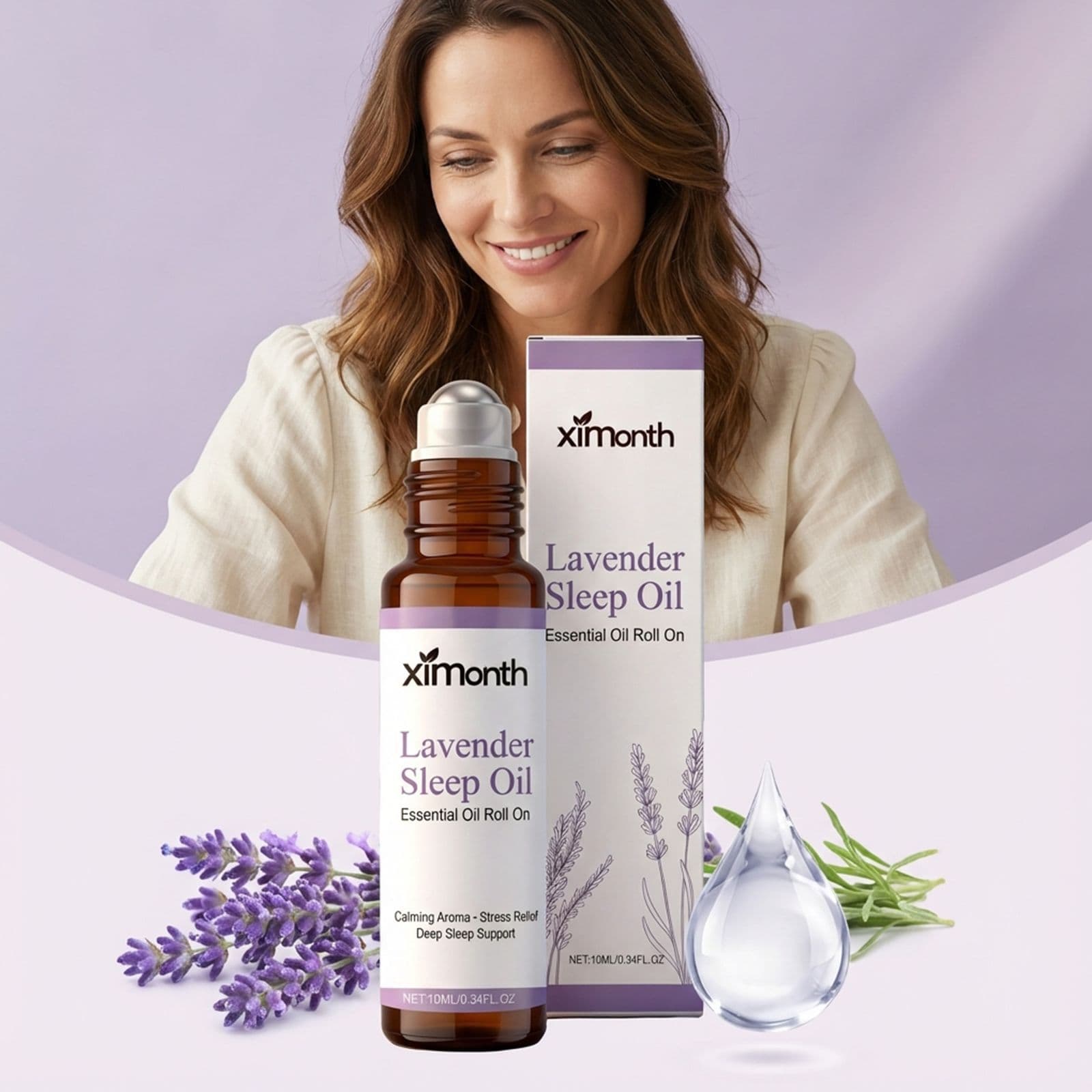 XIMONTH Lavender Sleep Essential Oil Gentle Formula for Comfortable Nighttime Sleep Topical Care Oil