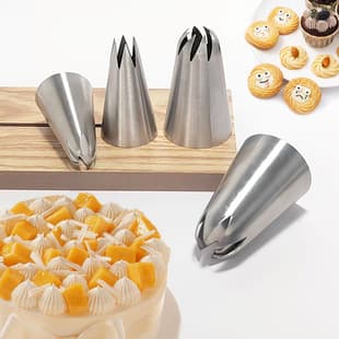 Baking Tool 304 Seamless Stainless Steel Piping Nozzle 8-Tooth, Popular Cream Tip, Cross-Border Supply
