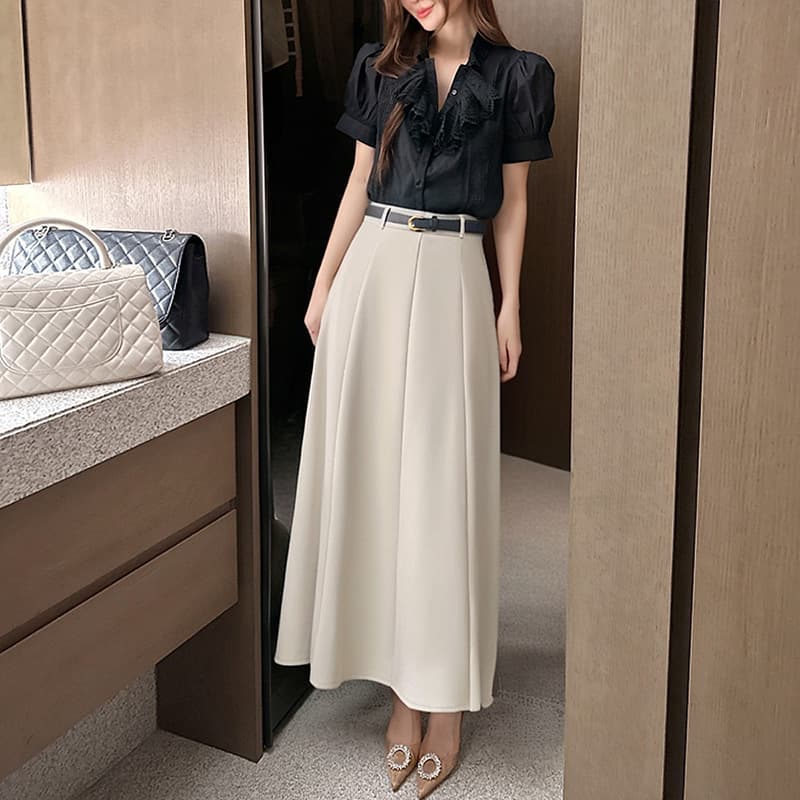 Women's Suit Skirt 2026 Summer New High-Waist Petite Commuter Slimming A-Line Long Umbrella Skirt