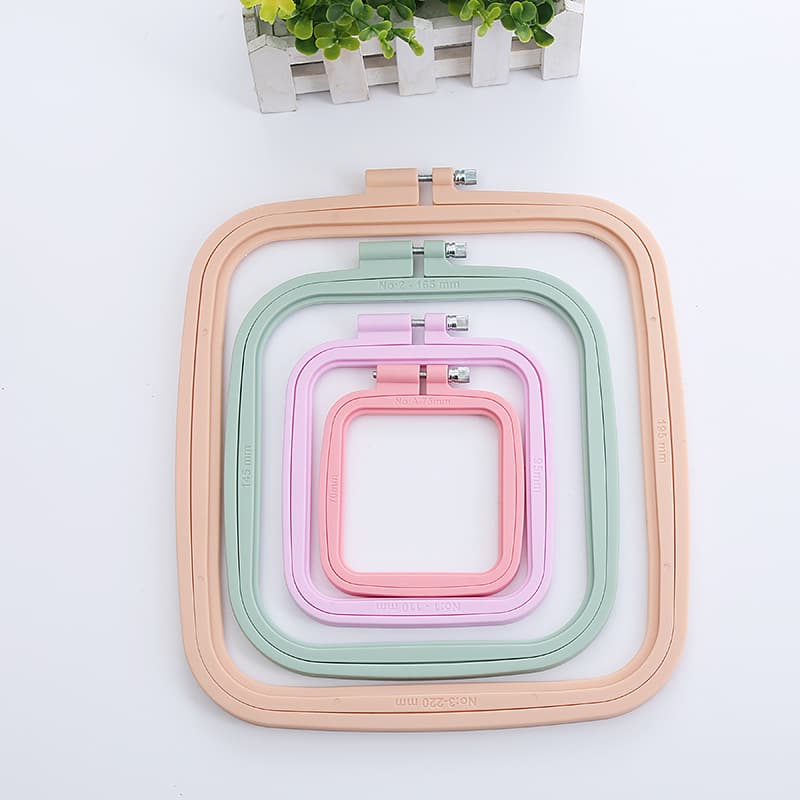Embroidery machine accessories, center adjustable flower frame, round embroidery hoop, stretch candy color, ABS plastic square embroidery ring