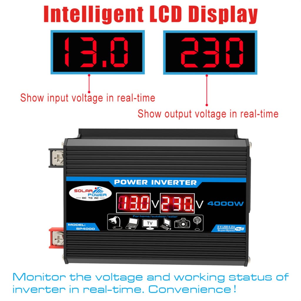 Inverter Converter 12V to 220V/110V 300W Smart Car Inverter Cross-border Standard 3000W Dual USB