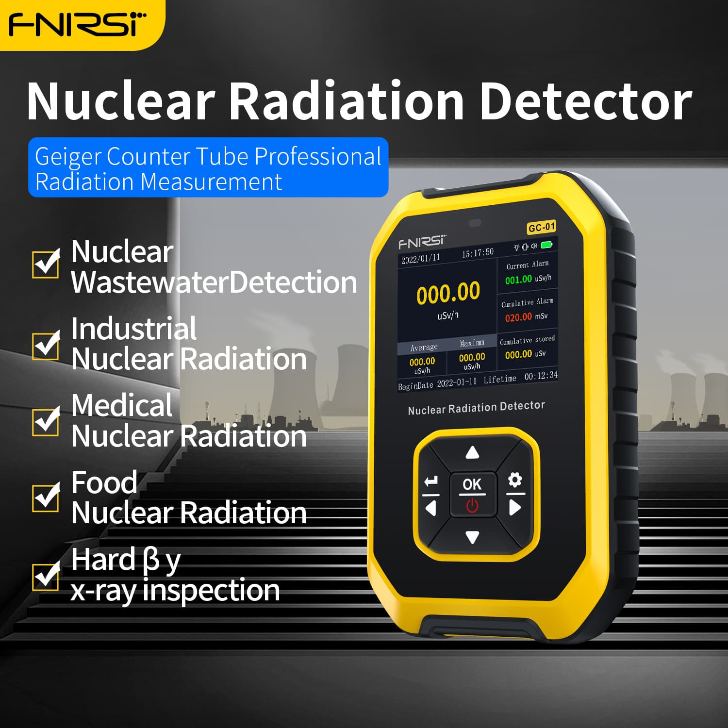 GC01 Nuclear Radiation Detector Marble Radioactive Ray Ionization Personal Dosimeter Alarm Geiger Counter