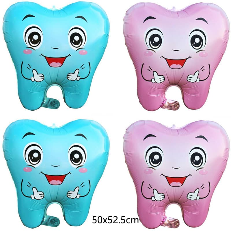 New pink blue dental aluminum film balloon baby birthday party decoration balloon shape dental balloon