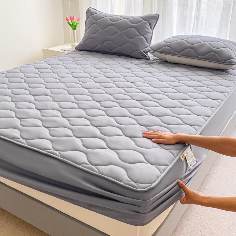 Skin-Friendly Brushed Cotton Quilted Bed Mattress Cover Single Bed Cover 3-Piece Set Cross-Border Bestseller Amazon Exclusive