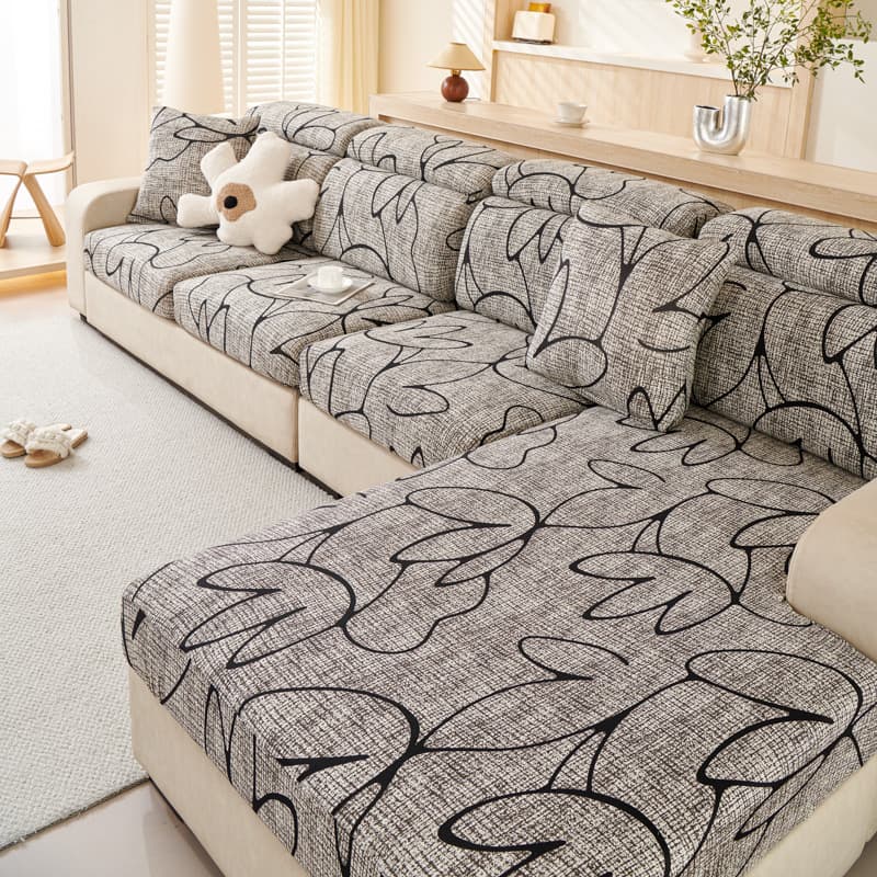 Milk Silk Printed Sofa Cover, All-Season Universal Non-Slip Sofa Seat Cover, Stretch Sofa Cushion Cover, Full Coverage, Wholesale