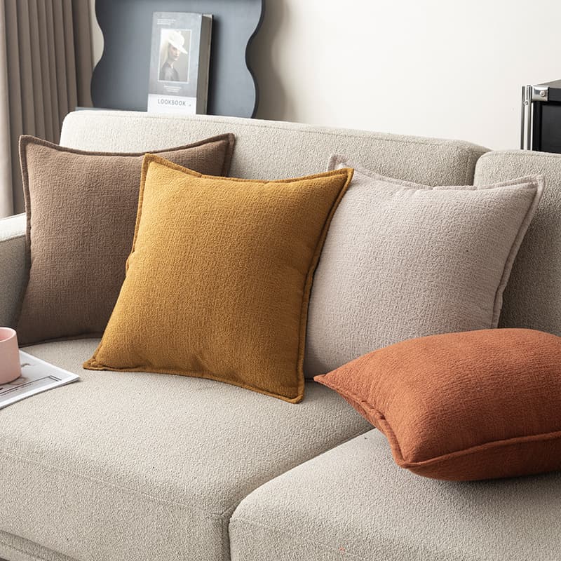 Solid Color Snow Linen Fabric Sofa Throw Pillow Cover, Living Room Waist Cushion, Large Backrest Pillow Cover, Insert Not Included