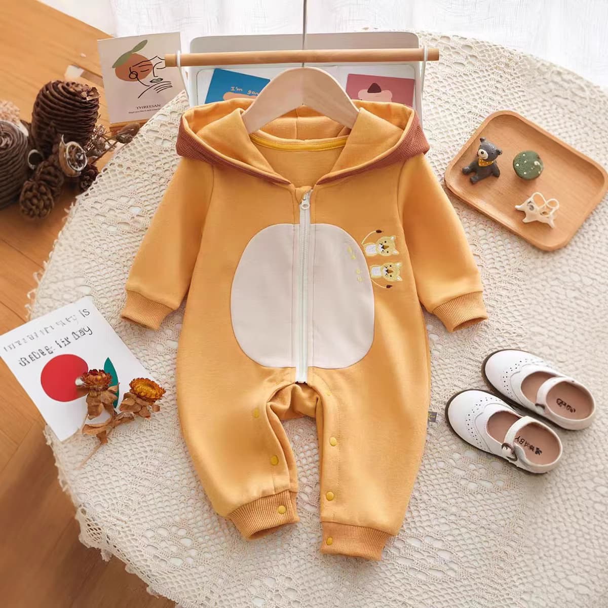 2026 Baby Hooded Bodysuit, Stylish Spring Going-Out Clothes for Newborn Boys and Girls, New Crawler
