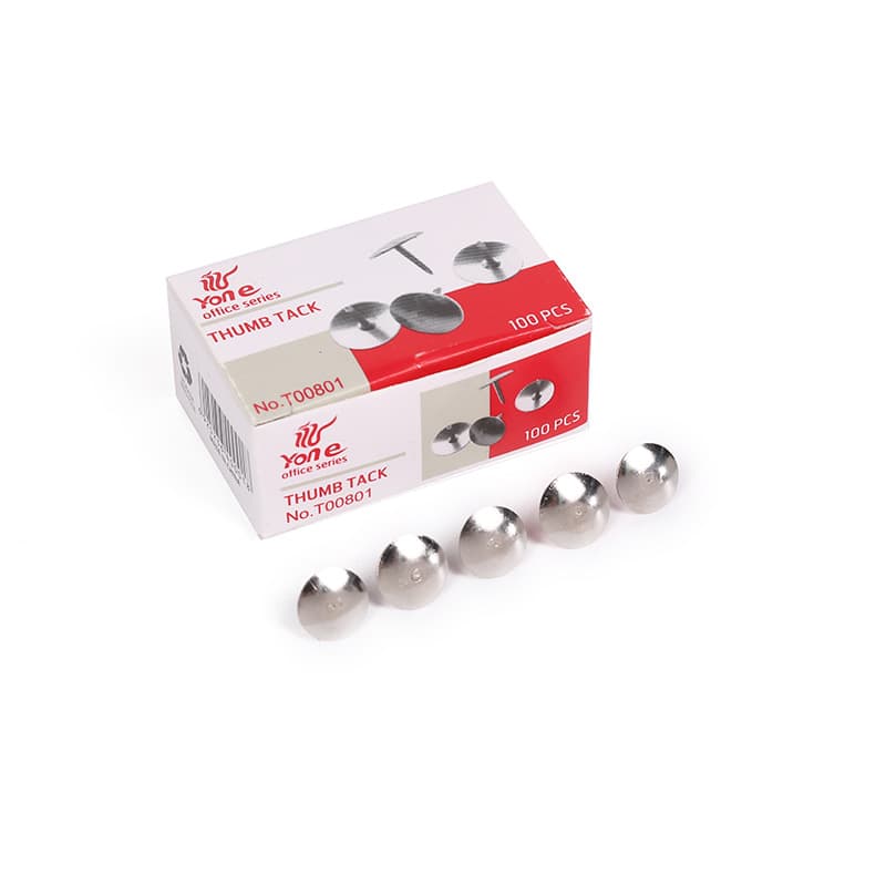 Manufacturer wholesale silver and gold metal thumbtacks, suction card-mounted curtain flat pins in 50-piece packs, decorative iron nails