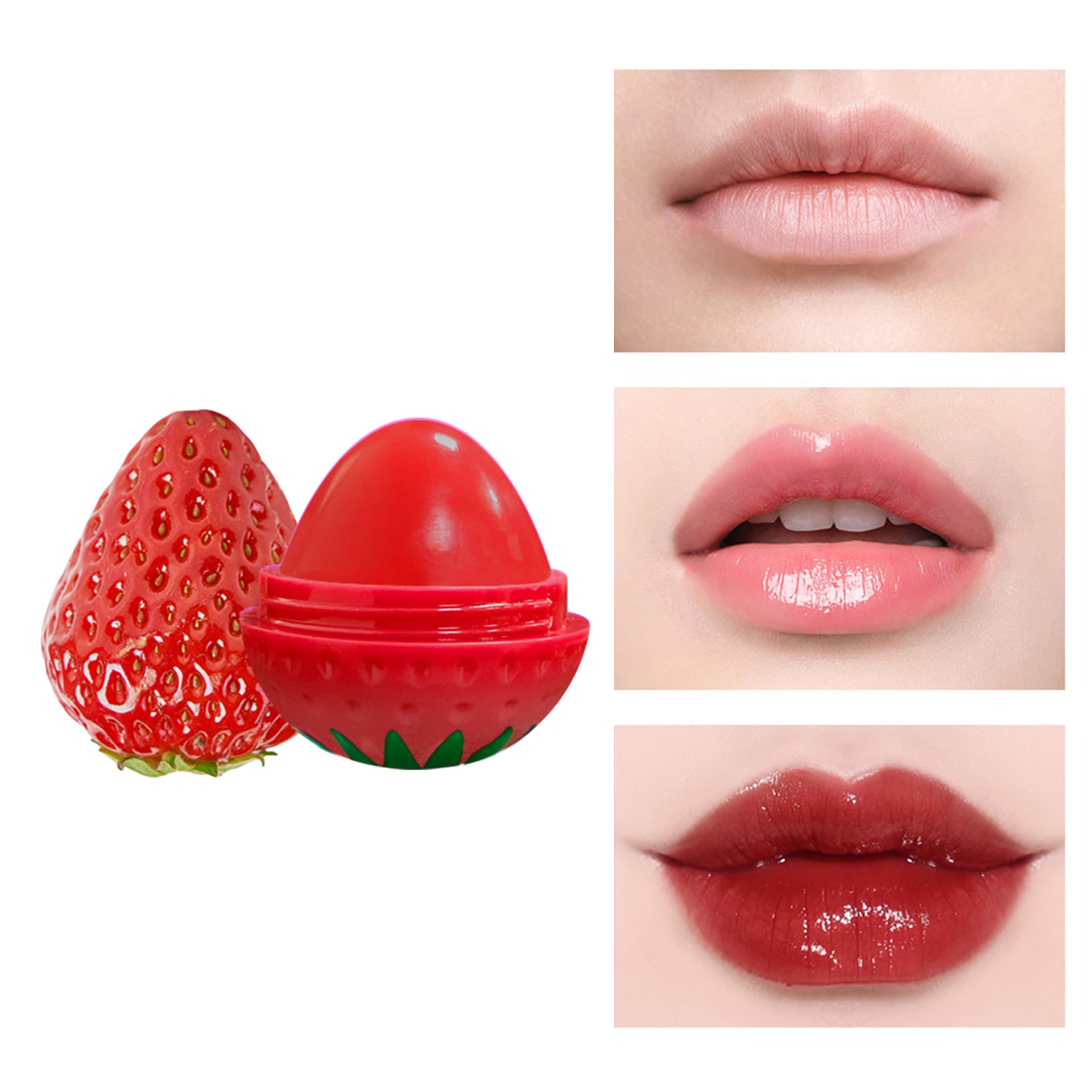 Cross-border best-selling European and American moisturizing strawberry lip balm, hydrating lipstick, fruit-flavored lip gloss, cosmetics, nude packaging