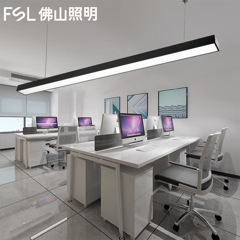 FSL Foshan Lighting LED long rectangular square pendant light panel simple shopping mall office building office chandelier