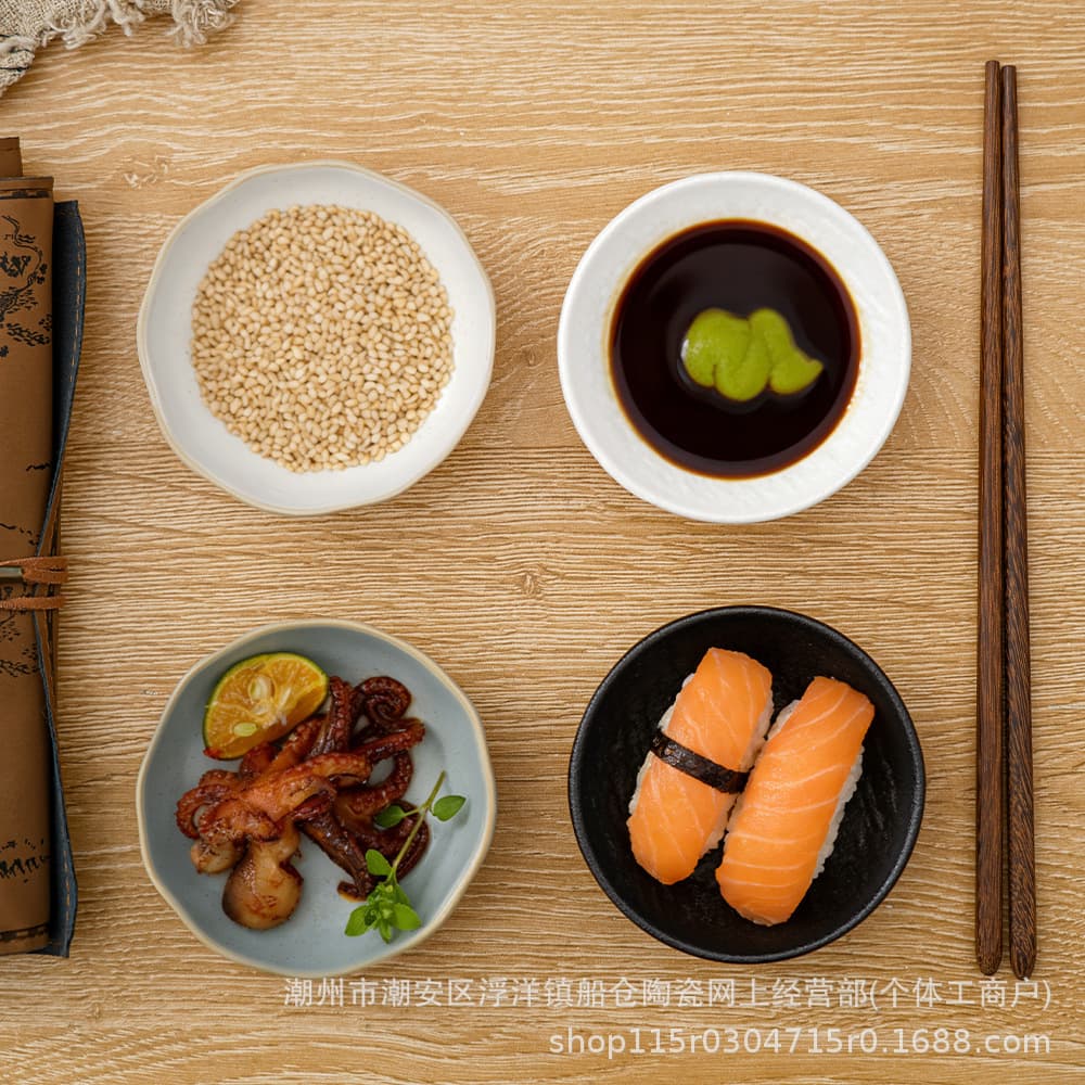 Japanese-style dipping sauce dish, home-use small appetizer dish, premium soy sauce condiment dish, ceramic seasoning dish for hot pot dipping sauce