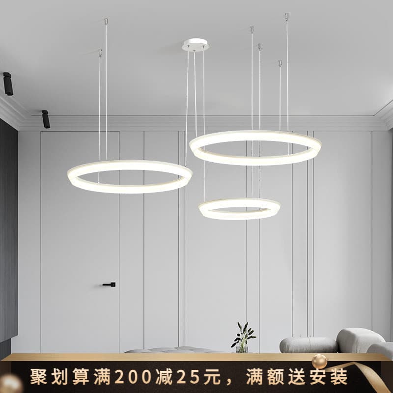 Zhongshan factory showroom Nordic simple aluminum acrylic white pendant light, minimalist creative round dining room bedroom l