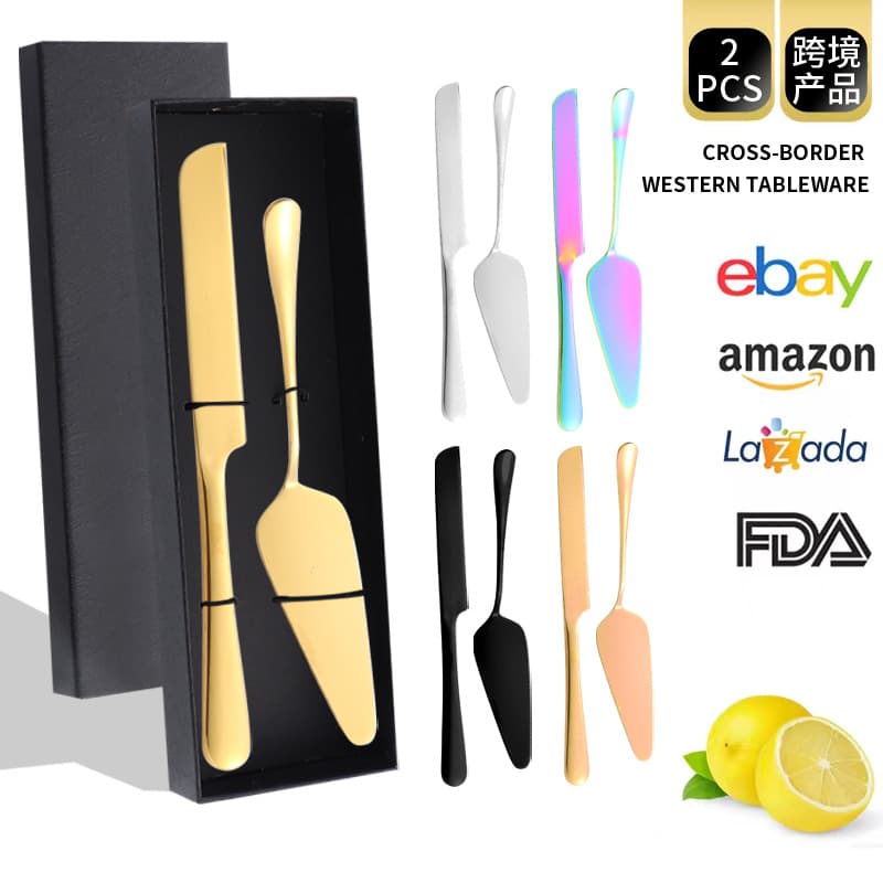 Cross-border Product 410 Stainless Steel Cake Knife and Spatula Set Long Handle Bread Cake Knife Pizza Cheese Baking Tool