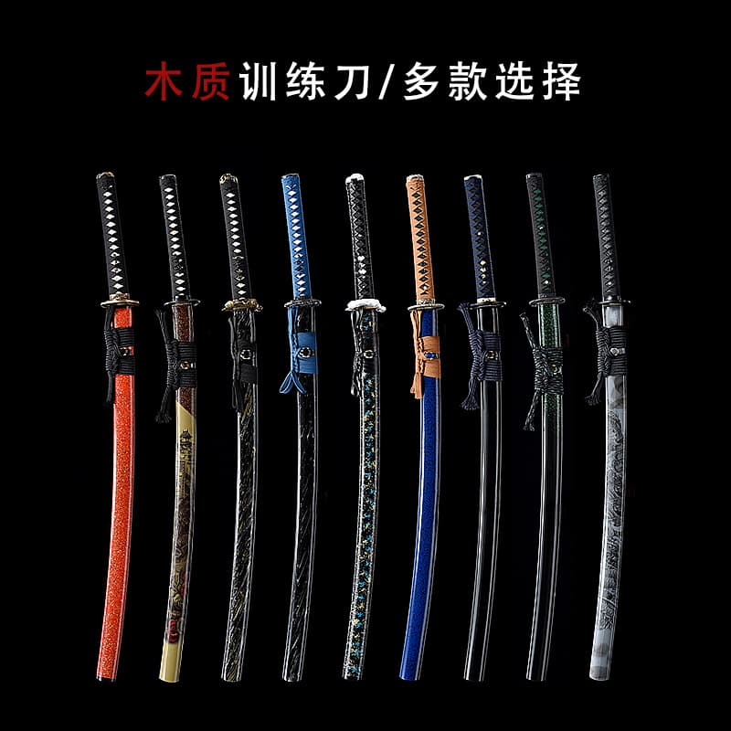 Longquan City Anime Swords, Film and Television Cosplay Props, Self-Defense Martial Arts Wooden Japanese Long Sword (Unsharpened)