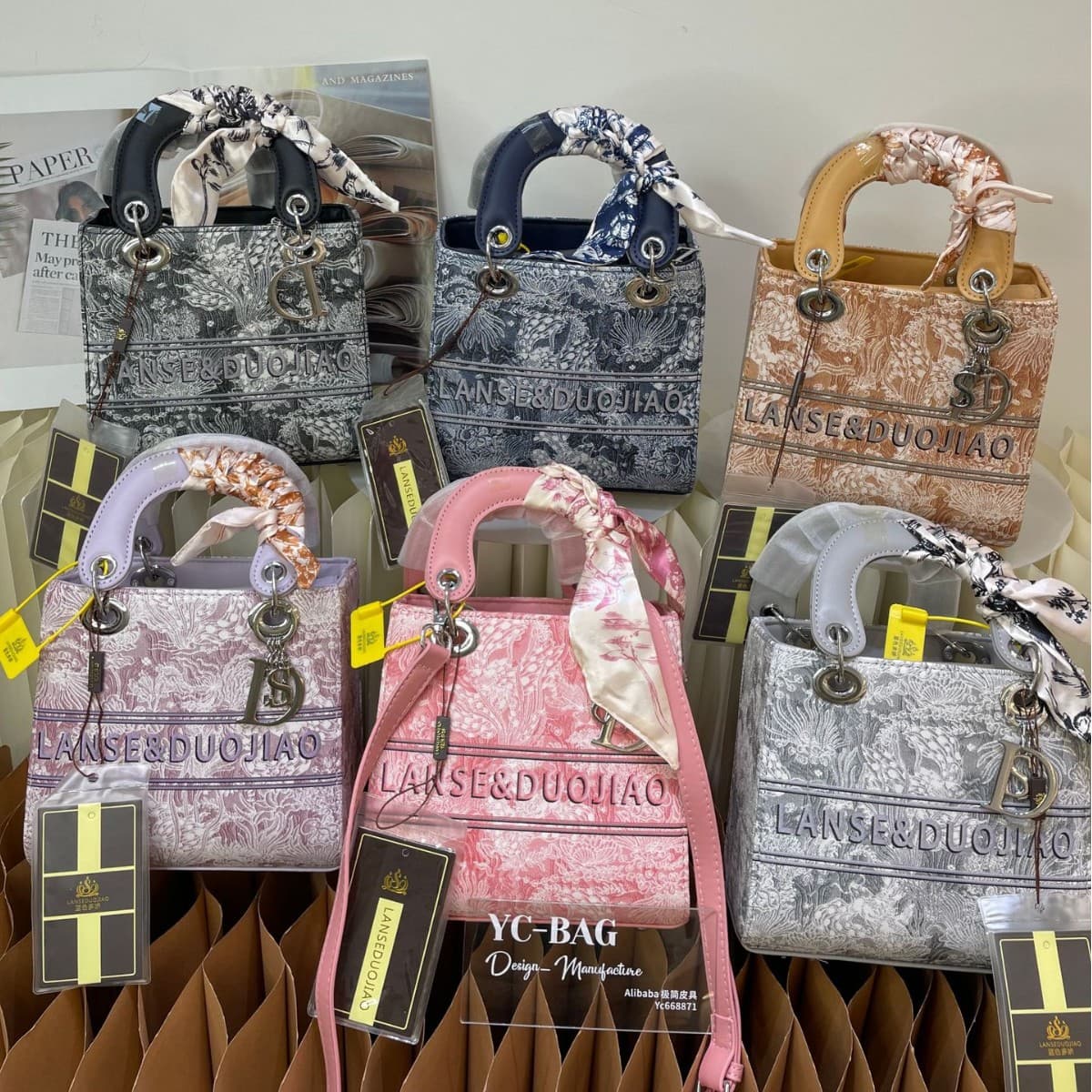 Embroidered Silk Scarf Lady Dior Handbag 2026 New Style Women's Versatile Shoulder Crossbody Bag Wholesale Chanel Style
