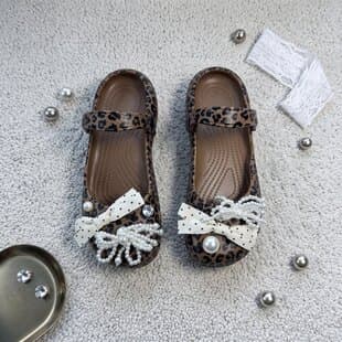 Leopard Print Mary Jane Ballet Shoes Sandals Women's Croc-Style Shoes Outdoor Slide Sandals Beach Shoes Home Slippers