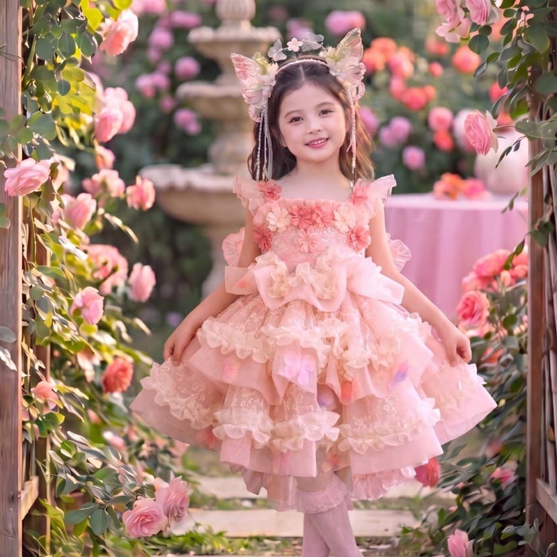 Children's Lolita Strapless Princess Dress Girls Summer Dress Fairy High-End Cake Tutu Birthday Gown
