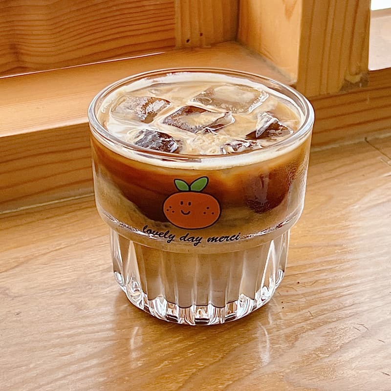 Lan Chuang Korean Ins Style Glass Coffee Cold Brew Cup Breakfast Milk Cup Orange Water Cup Glass