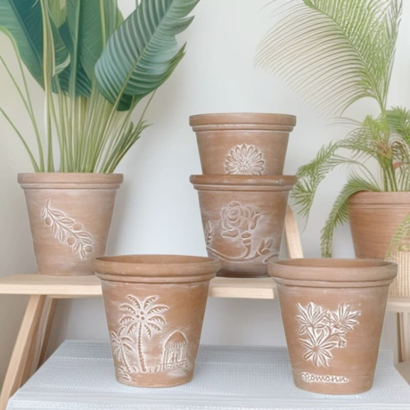 Red Clay Low Pot Succulent Planter Nordic Style Colored Round Breathable Terracotta Ceramic Succulent Pot