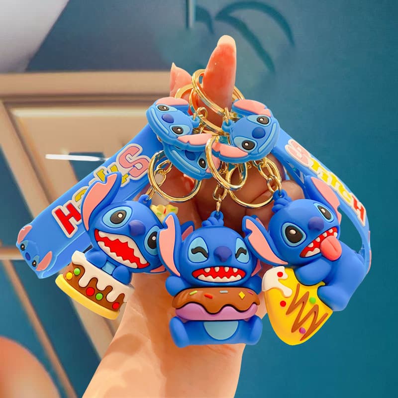 Cross-border Cartoon Dessert Stitch Keychain, Cute Cake Silicone Keychain, Unisex Bag Pendant Wholesale