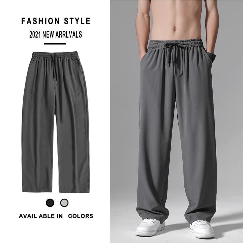 Men's Summer Loose Fit Ice Silk Work Pants, Cooling Quick-Dry Long Trousers for Office, Affordable