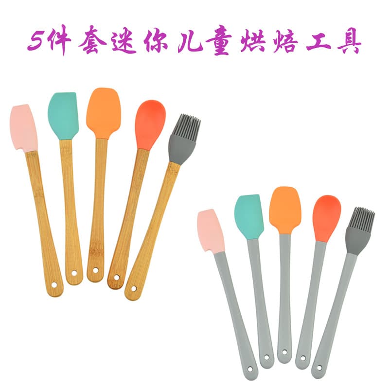 Baby Food Scraper, Cream Cake Spatula, Kitchen Baking Tool Set, Kids Mini Silicone Spatula 5-Piece Set